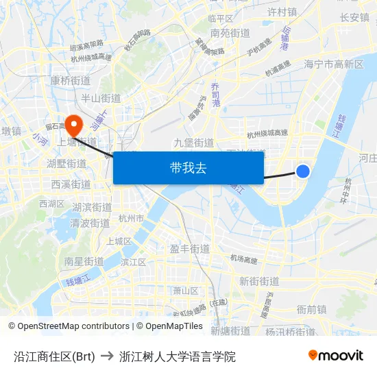 沿江商住区(Brt) to 浙江树人大学语言学院 map
