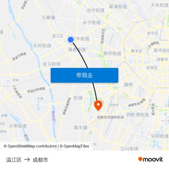 温江区 to 成都市 map