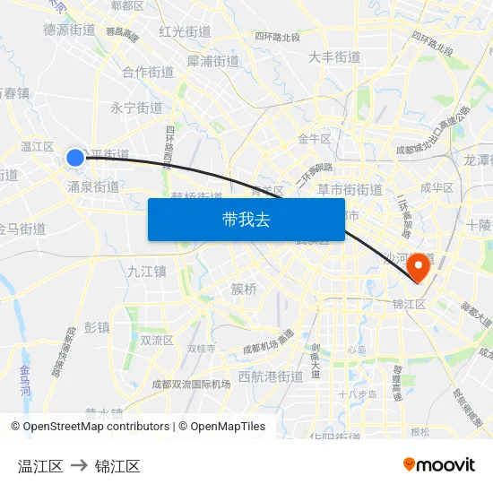 温江区 to 锦江区 map