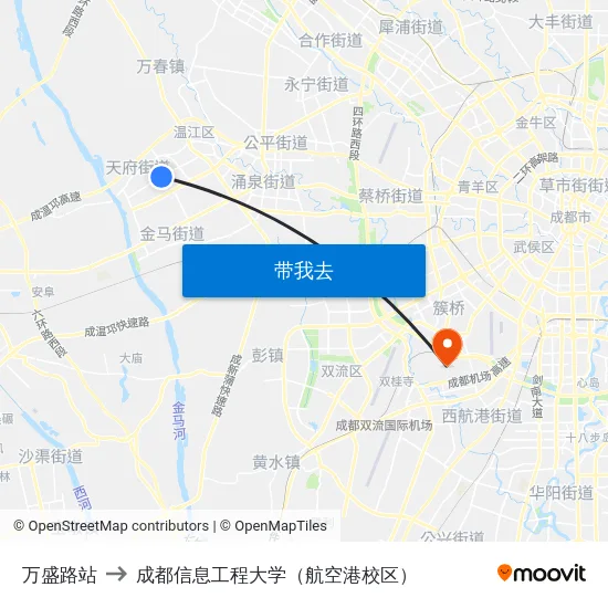万盛路站 to 成都信息工程大学（航空港校区） map