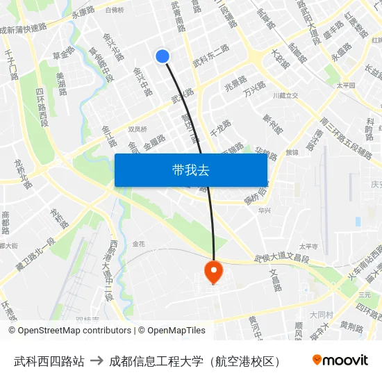 武科西四路站 to 成都信息工程大学（航空港校区） map