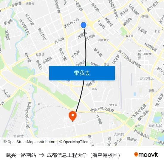 武兴一路南站 to 成都信息工程大学（航空港校区） map