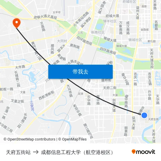 天府五街站 to 成都信息工程大学（航空港校区） map