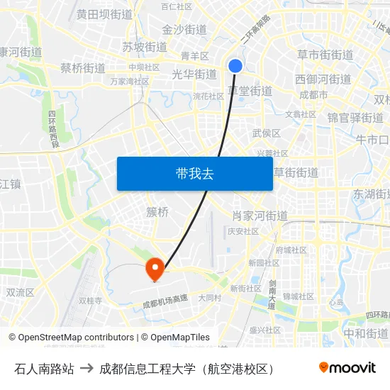 石人南路站 to 成都信息工程大学（航空港校区） map