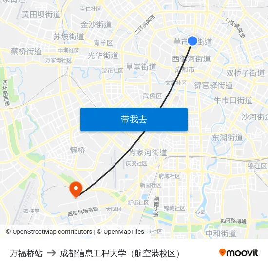 万福桥站 to 成都信息工程大学（航空港校区） map