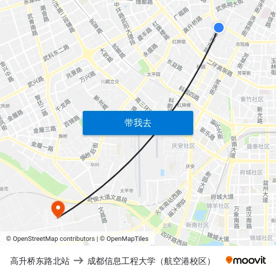 高升桥东路北站 to 成都信息工程大学（航空港校区） map