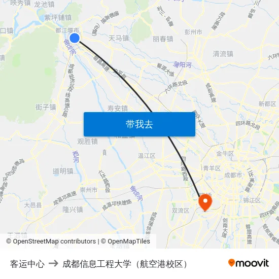 客运中心 to 成都信息工程大学（航空港校区） map