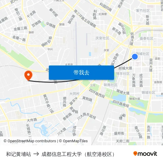 和记黄埔站 to 成都信息工程大学（航空港校区） map