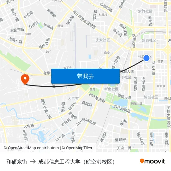 和硕东街 to 成都信息工程大学（航空港校区） map