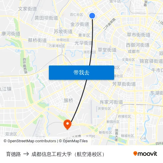 育德路 to 成都信息工程大学（航空港校区） map