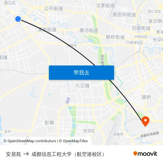 安居苑 to 成都信息工程大学（航空港校区） map