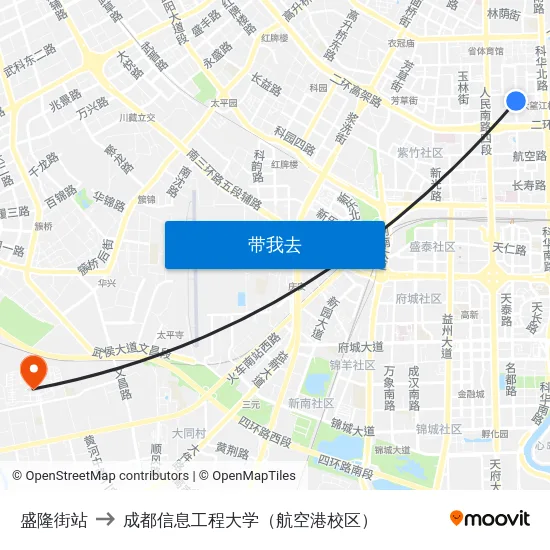 盛隆街站 to 成都信息工程大学（航空港校区） map