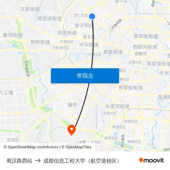 蜀汉路西站 to 成都信息工程大学（航空港校区） map