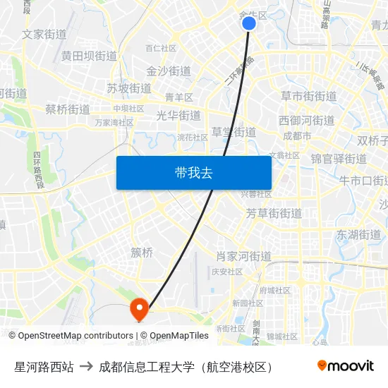 星河路西站 to 成都信息工程大学（航空港校区） map