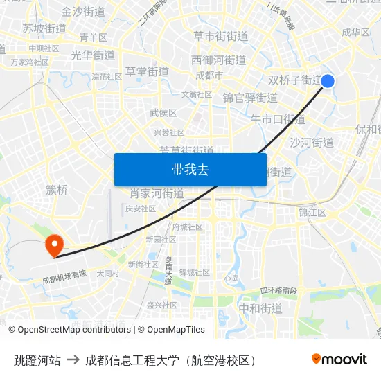 跳蹬河站 to 成都信息工程大学（航空港校区） map