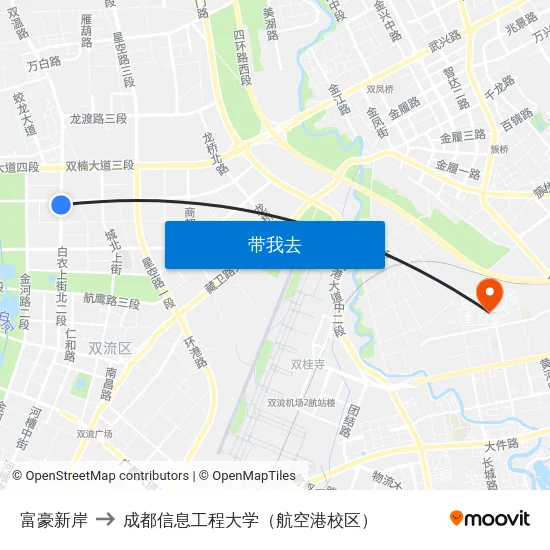富豪新岸 to 成都信息工程大学（航空港校区） map