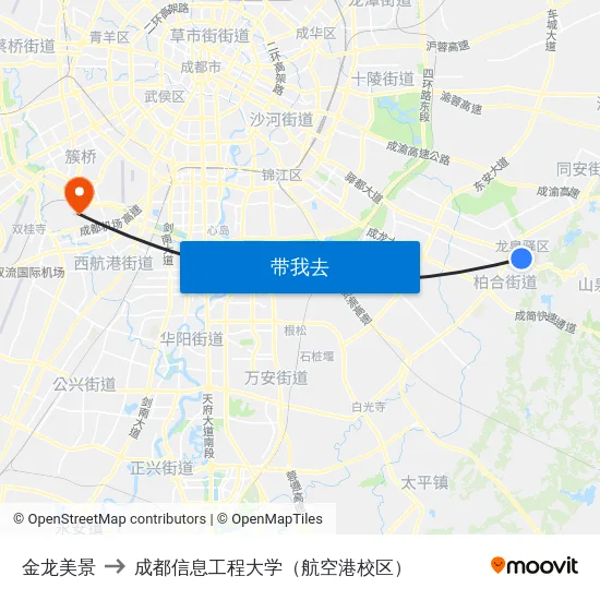 金龙美景 to 成都信息工程大学（航空港校区） map
