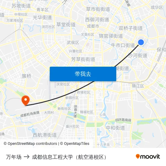万年场 to 成都信息工程大学（航空港校区） map