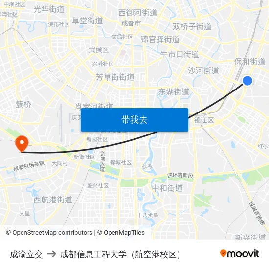 成渝立交 to 成都信息工程大学（航空港校区） map