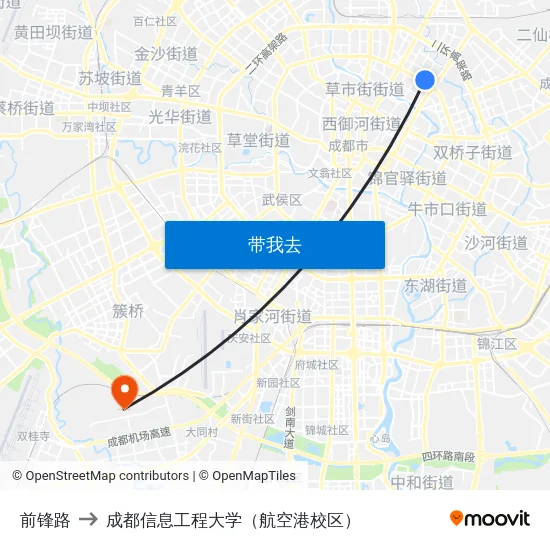 前锋路 to 成都信息工程大学（航空港校区） map