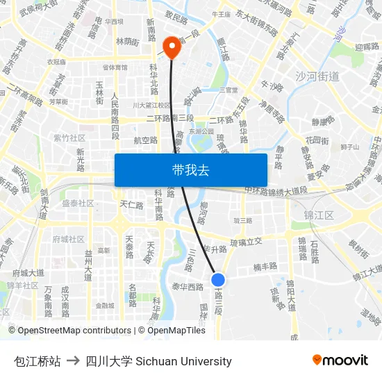 包江桥站 to 四川大学 Sichuan University map