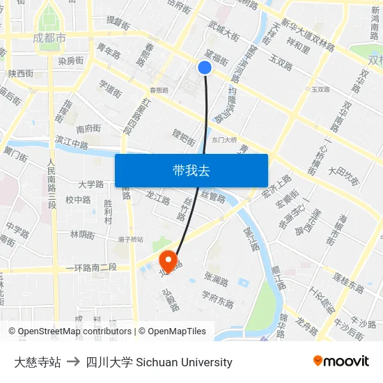 大慈寺站 to 四川大学 Sichuan University map