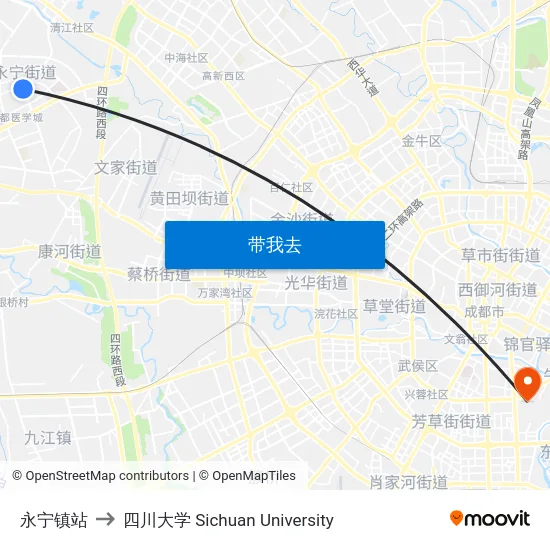 永宁镇站 to 四川大学 Sichuan University map