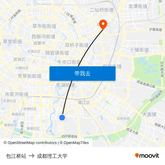 包江桥站 to 成都理工大学 map