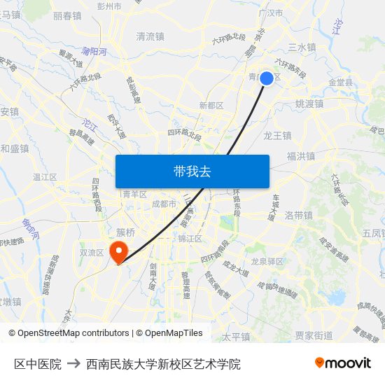 区中医院 to 西南民族大学新校区艺术学院 map