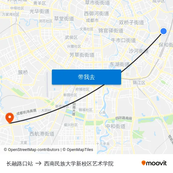 长融路口站 to 西南民族大学新校区艺术学院 map