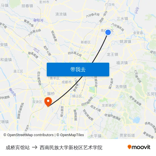 成桥宾馆站 to 西南民族大学新校区艺术学院 map