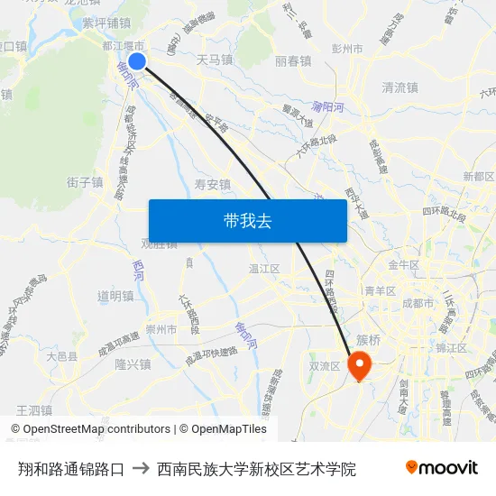 翔和路通锦路口 to 西南民族大学新校区艺术学院 map