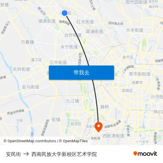 安民街 to 西南民族大学新校区艺术学院 map