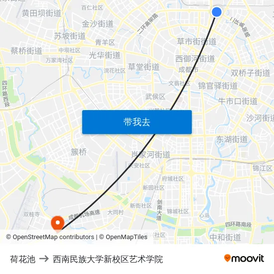 荷花池 to 西南民族大学新校区艺术学院 map