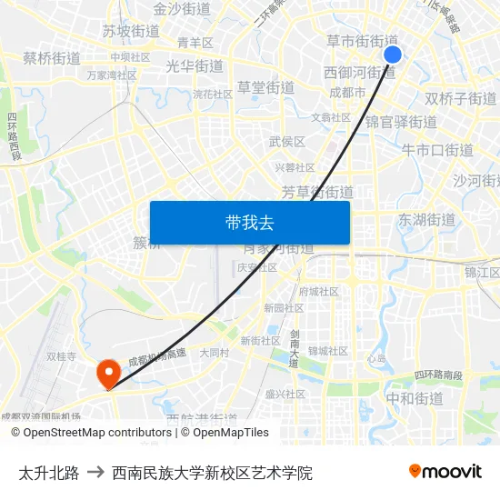 太升北路 to 西南民族大学新校区艺术学院 map