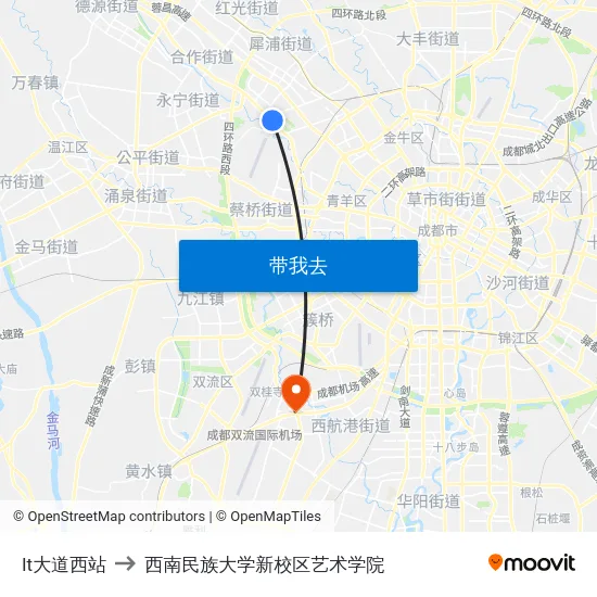 It大道西站 to 西南民族大学新校区艺术学院 map