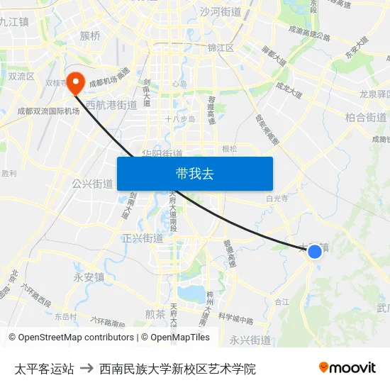太平客运站 to 西南民族大学新校区艺术学院 map