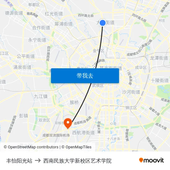 丰怡阳光站 to 西南民族大学新校区艺术学院 map