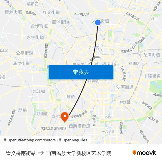 崇义桥南街站 to 西南民族大学新校区艺术学院 map