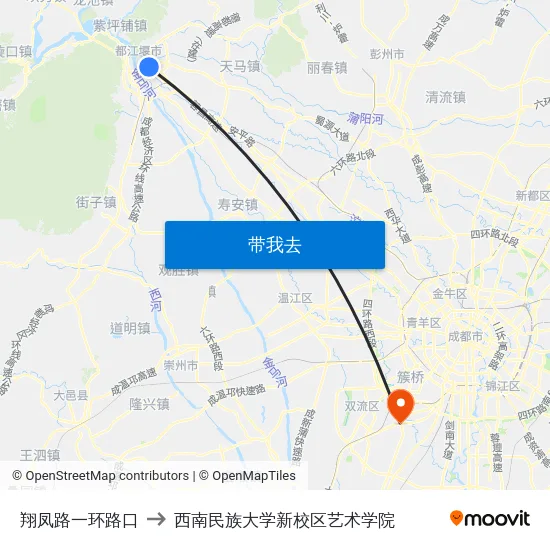 翔凤路一环路口 to 西南民族大学新校区艺术学院 map