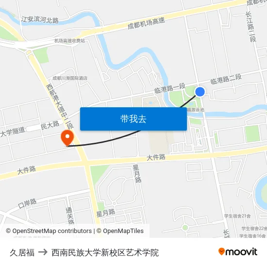 久居福 to 西南民族大学新校区艺术学院 map
