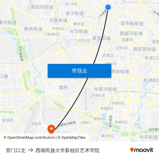 营门口北 to 西南民族大学新校区艺术学院 map