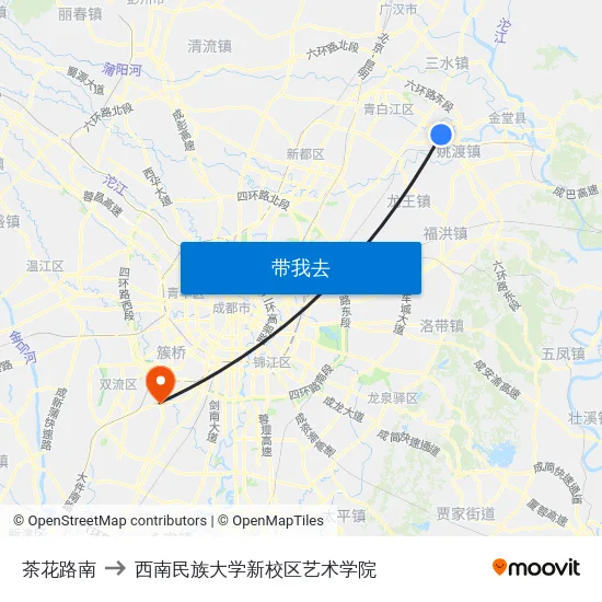 茶花路南 to 西南民族大学新校区艺术学院 map