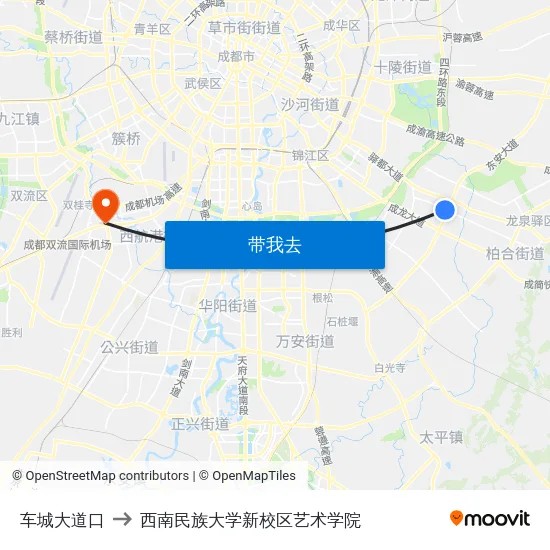 车城大道口 to 西南民族大学新校区艺术学院 map