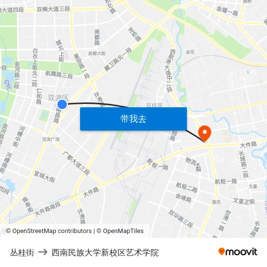 丛桂街 to 西南民族大学新校区艺术学院 map