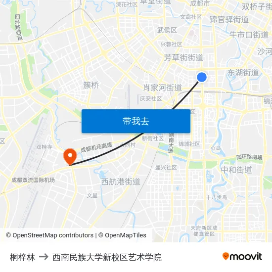 桐梓林 to 西南民族大学新校区艺术学院 map
