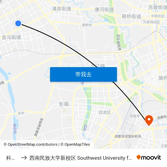 科盛路口 to 西南民族大学新校区 Southwest University for Nationalities (New Campus) map