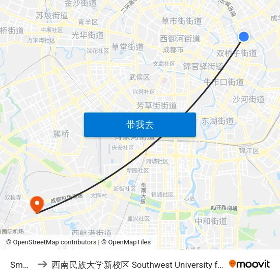 Sm广场站 to 西南民族大学新校区 Southwest University for Nationalities (New Campus) map