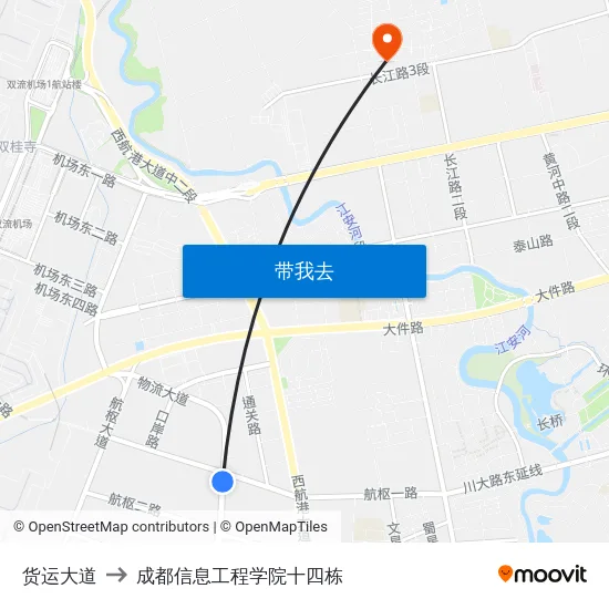 货运大道 to 成都信息工程学院十四栋 map