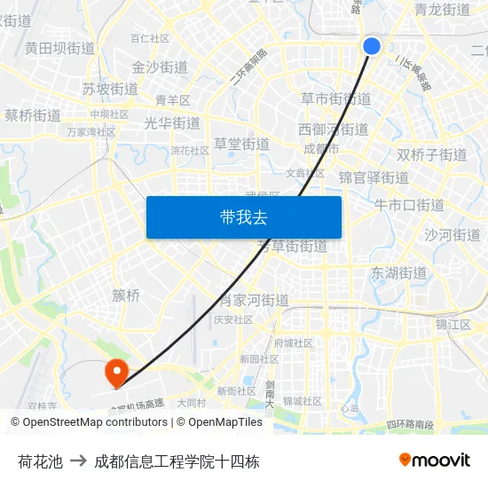 荷花池 to 成都信息工程学院十四栋 map